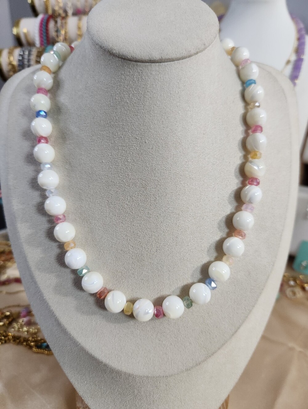 Handmade Mother Of Pearl Iced Candy Necklace